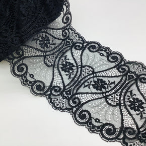 Black 7" Leavers Lace Galloon - Beautiful Baroque Style - 6 Yards