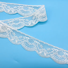 Ivory 1-3/4" Lace Edge with Beautiful Detailed Floral Design - 10 Yards