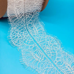 Ivory 7" Leavers Eyelash Lace Galloon with Intricate Detail & Quality - 5 Yards