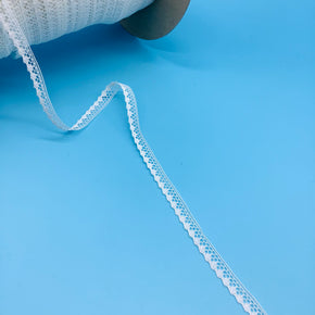 White 3/8" Baby Lace Edge with Small Clustered Knots Forming & Scalloped Edge - 18 Yards