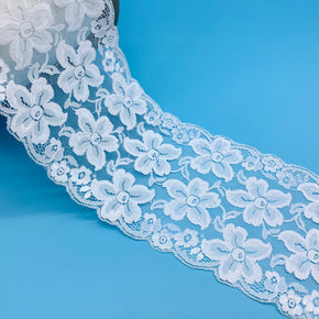 White 5-1/4" Floral Lace Galloon - 8 Yards