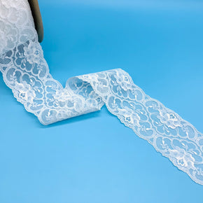 White 3" Rose Lace Galloon - 10 Yards