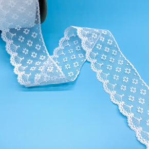 White 3" Daisy Lace Edge - 12 Yards