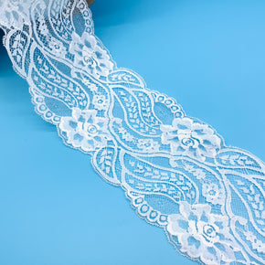White 4-1/2" Floral Lace Galloon - 8 Yards