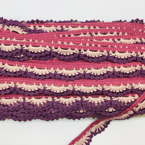 (Dusty Purple, Lt. Pink & Dusty Rose) 1-1/4" Crochet Lace Edge - 3 Yards