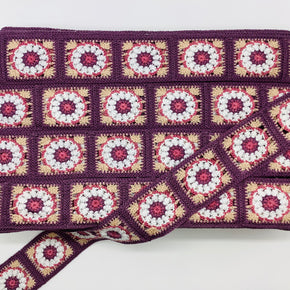 (Dusty Purple, Biege, Dusty Pink & White) 1-3/4" Crochet Lace Insert - 3 Yards