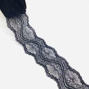 Black 3" Fan Lace Galloon - 12 Yards
