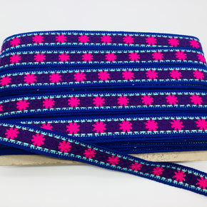 (Royal, Lt. turquoise, Purple & Hot Pink) 1-1/4" Crochet Lace Insert - 4 Yards