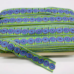(Lime, Lt. Blue & Lilac) 1-5/8" Crochet Lace - 3 Yards