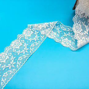 Ivory 3-1/2" Rose Lace Edge - 12 Yards