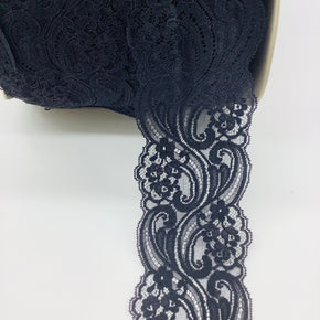 Black 3-1/4" Lace Floral Galloon - 6 Yards
