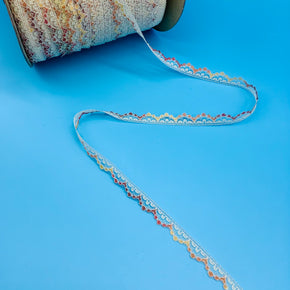 (Beige/Brown/Orange/Yellow) 1/2" Dainty Lace Edge - 18 Yards