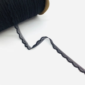 Black 1/2" Scalloped Edge Lace - 18 Yards