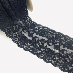 Black 6" Stretch Floral Galloon - 6 Yards