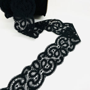 Black 3" Battenberg Style Lace Galloon - 10 Yards