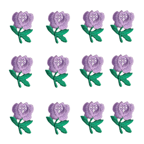 LILAC ROSE PRESS-ON APPLIQUE 3/4" X 1" - 12 Pieces
