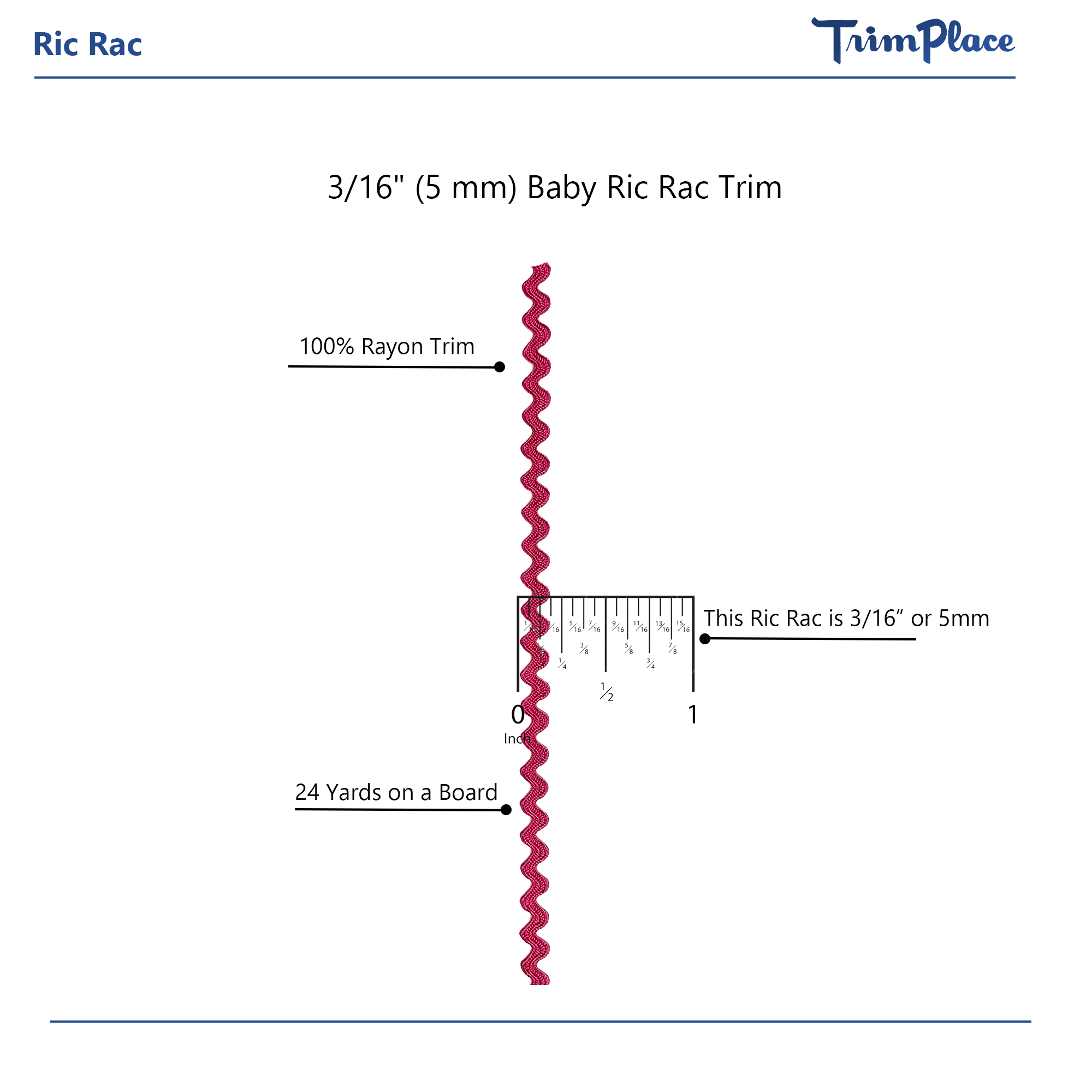 Ric Rac Revamp Hot Pink 3/16