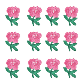 PINK ROSE PRESS-ON APPLIQUE 3/4" X 1"