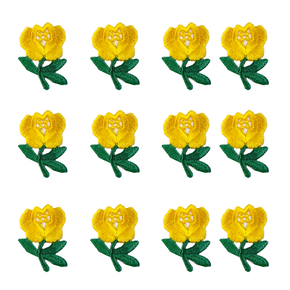 YELLOW ROSE PRESS-ON APPLIQUE 3/4" X 1" 12 pieces
