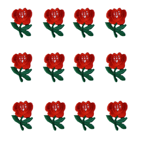 RED ROSE PRESS-ON APPLIQUE 3/4" X 1"