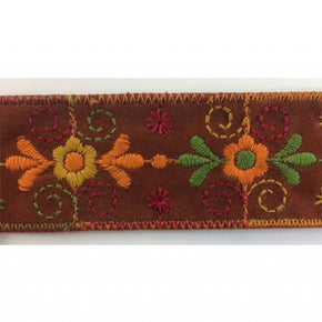 1-1/2" CHESTNUT FAUX SUEDE EMBROIDERED INSERT