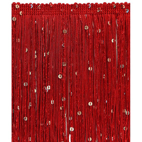 Trimplace 12 Inch Red Chainette Sequin Fringe Trim-Sold by the Yard