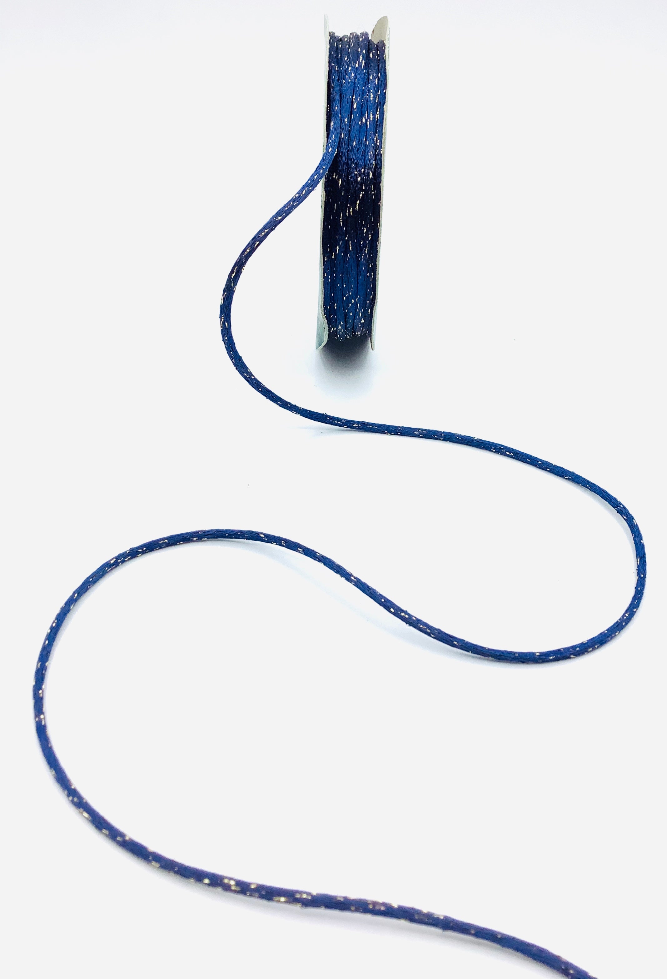 Navy with Gold Speckle 2mm Satin Cord Rattail - 20 Yards - Trimplace LLC