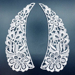 White Vintage Venice Lace Collar (7" H X 2" W) - 3 Pairs