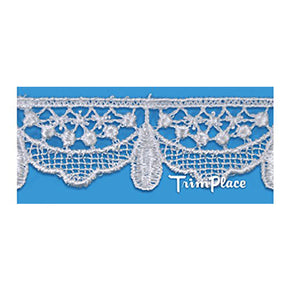 Trims by The Yard Marsilia Embroidered Designer Venice Lace Trim, White (Sold by The Yard)