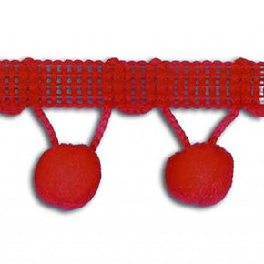 Red 1-1/4" Ball Fringe with 1/2" Pom Pom
