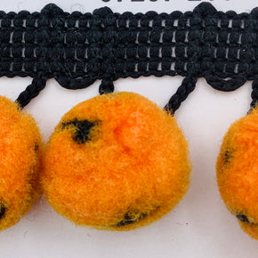 Black/Orange 1-1/4" Halloween Theme Ball Fringe with 1/2" Pom Pom