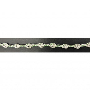 Trimplace White 1/4" Rose Bud Gimp Trim with Green Accent