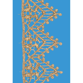 Gold Metallic 1-1/2 Inch Mylar Pointed Venice Lace