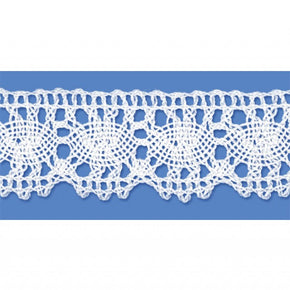 White 1 Inch Oval Cluny Lace Edge