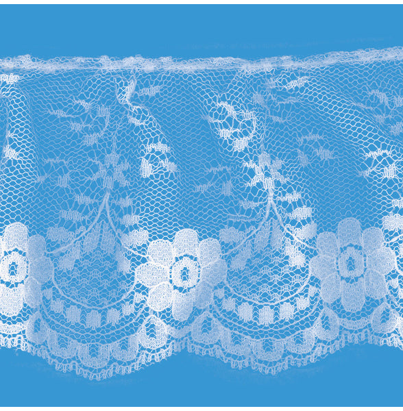 White 4 Inch Ruffled Fancy Lace - Trimplace LLC