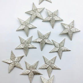 Silver Metallic 1-5/8" Embroidered Star Applique