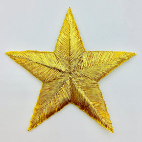 Gold Metallic 2-3/4" Star Iron-on Embroidered Applique