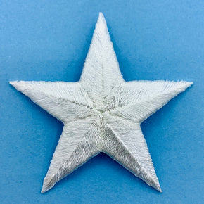 White 2-3/4" Star Iron-on Embroidered Applique