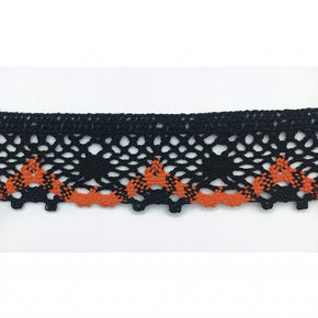 Trimplace 1 - 1/4 Inch Black and Orange Cluny Lace