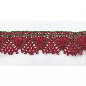 Trimplace 1 - 1/2 Inch Red and Green Cluny Lace