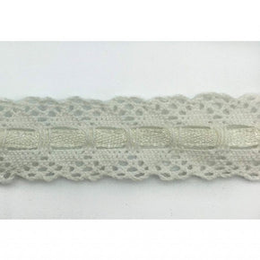 Trimplace White 3/4 Inch Dainty Cluny Galloon with 1/8" Ribbon Beading