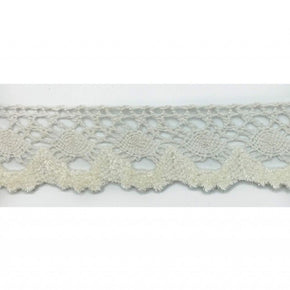 Trimplace 1-1/8" White Vintage Cluny Lace with Chenille Scallop