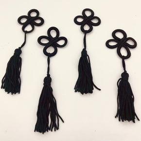 Trimplace 1-1/2" Black Frog Closure with Chainette Tassel- 6 PCS