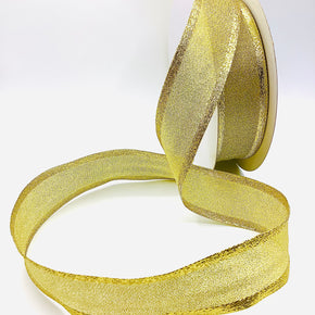 Gold 1-1/2" Metallic Wire Edge Ribbon