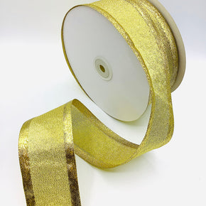Gold 2-1/4" Metallic Wire Edge Ribbon