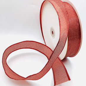 Red 1-1/2" Metallic Wire Edge Ribbon