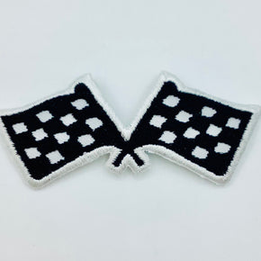 Black & White Racing Flag Applique (3" Wide X 1-1/4" High) - 6 Pieces