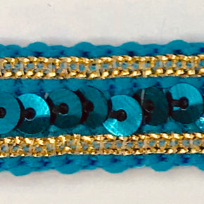 Brennar Scallop Edge Sequin Braid Trim - Gold (Sold by The Yard) | Trims by The Yard