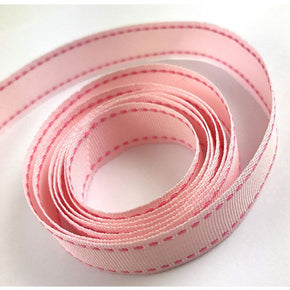 TRIMPLACE 5/8 INCH LT PINK RIBBON WITH HOT PINK  SADDLE STITCH