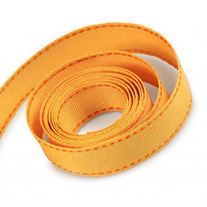 5/8 Inch Yellow Gold Grosgrain Ribbon with Orange Stitching